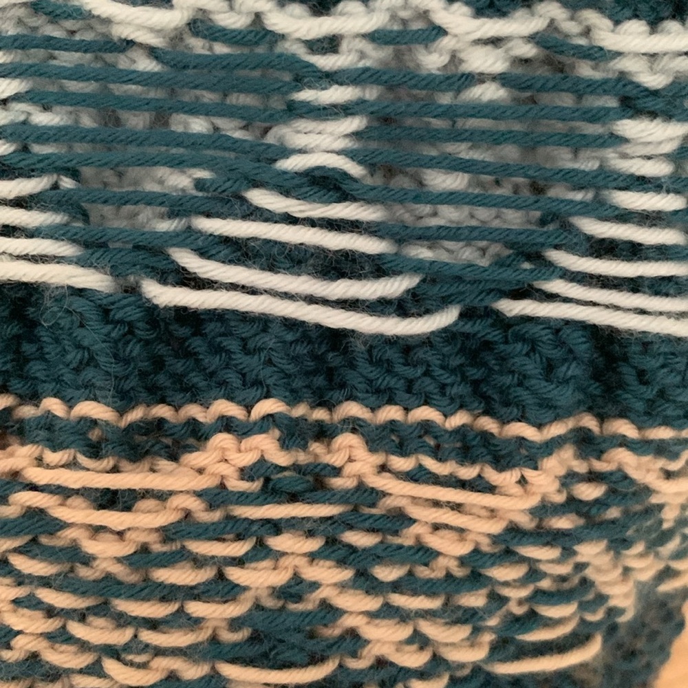 Fair Isle Hand Knitted Hat with Hearts and geometrical pattern -Merino Superwash - Picture 9 of 11